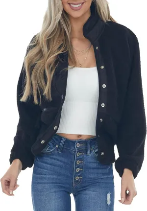 Aoang Womens Winter Coats Casual Lapel Long Sleeve Fleece Faux Fur Jacket