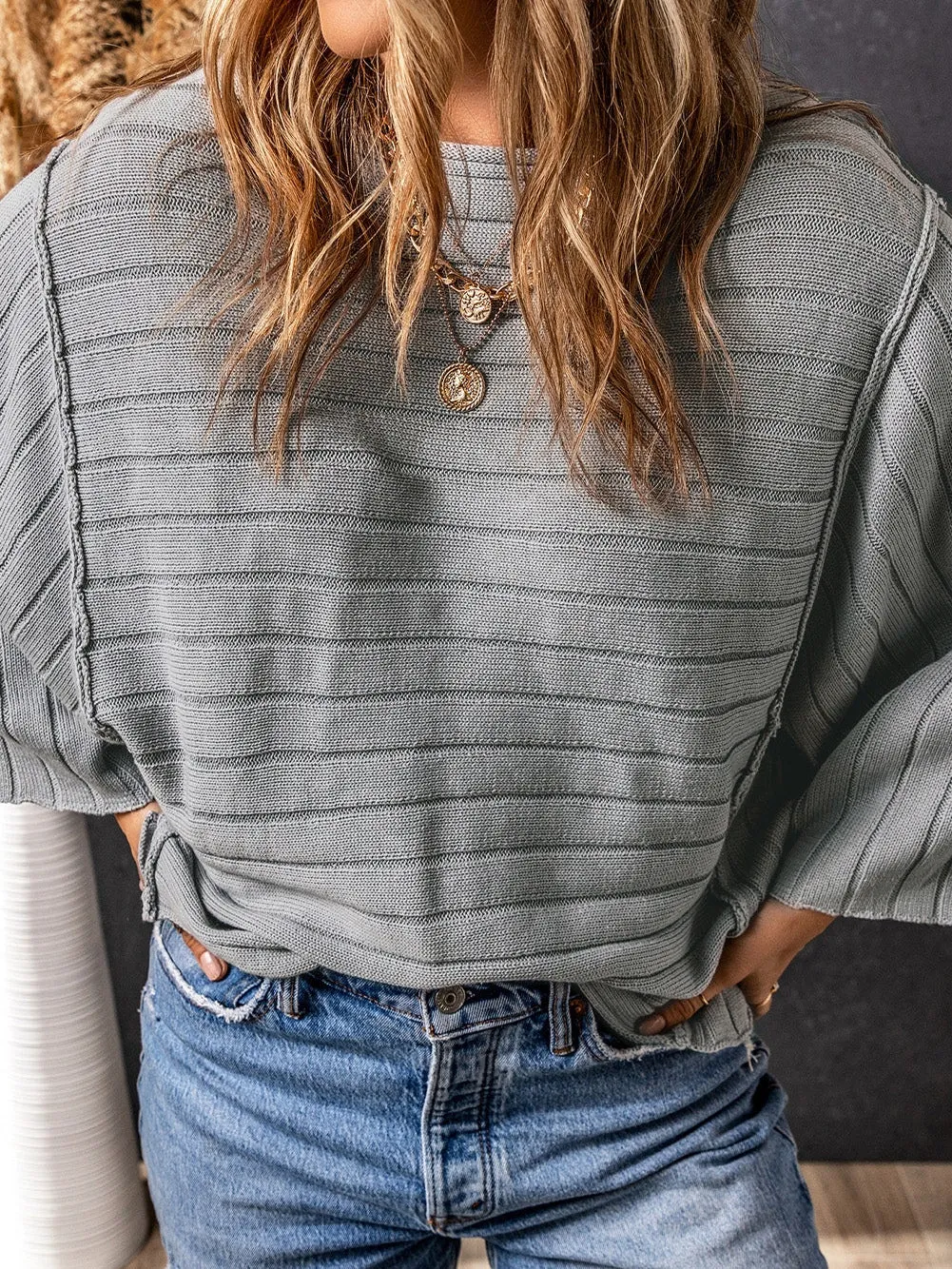 Balloon Sleeve Knit Pullover