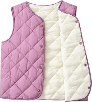 Boys Girls Quilted Puffer Vest Fleece Lined Sleeveless Lightweight Padded Down Coat Kids Toddler Winter Coat Waistcoat