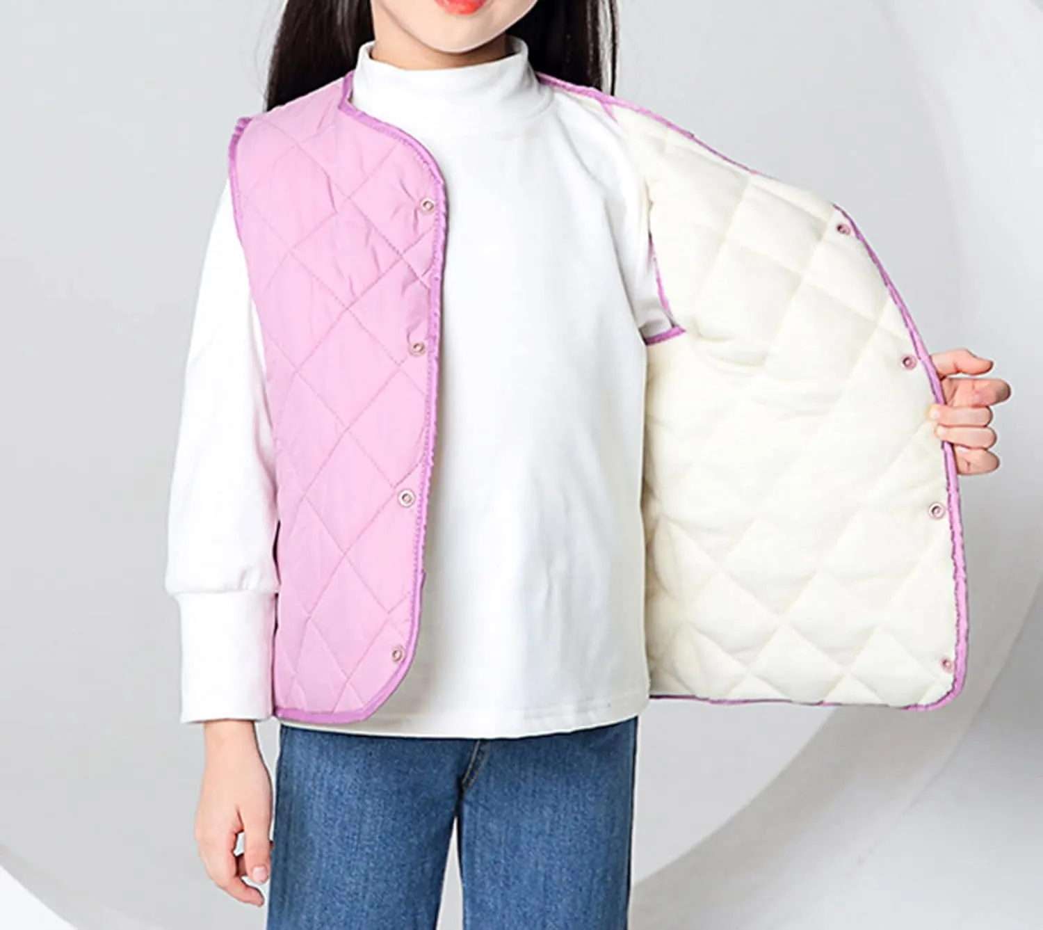Boys Girls Quilted Puffer Vest Fleece Lined Sleeveless Lightweight Padded Down Coat Kids Toddler Winter Coat Waistcoat