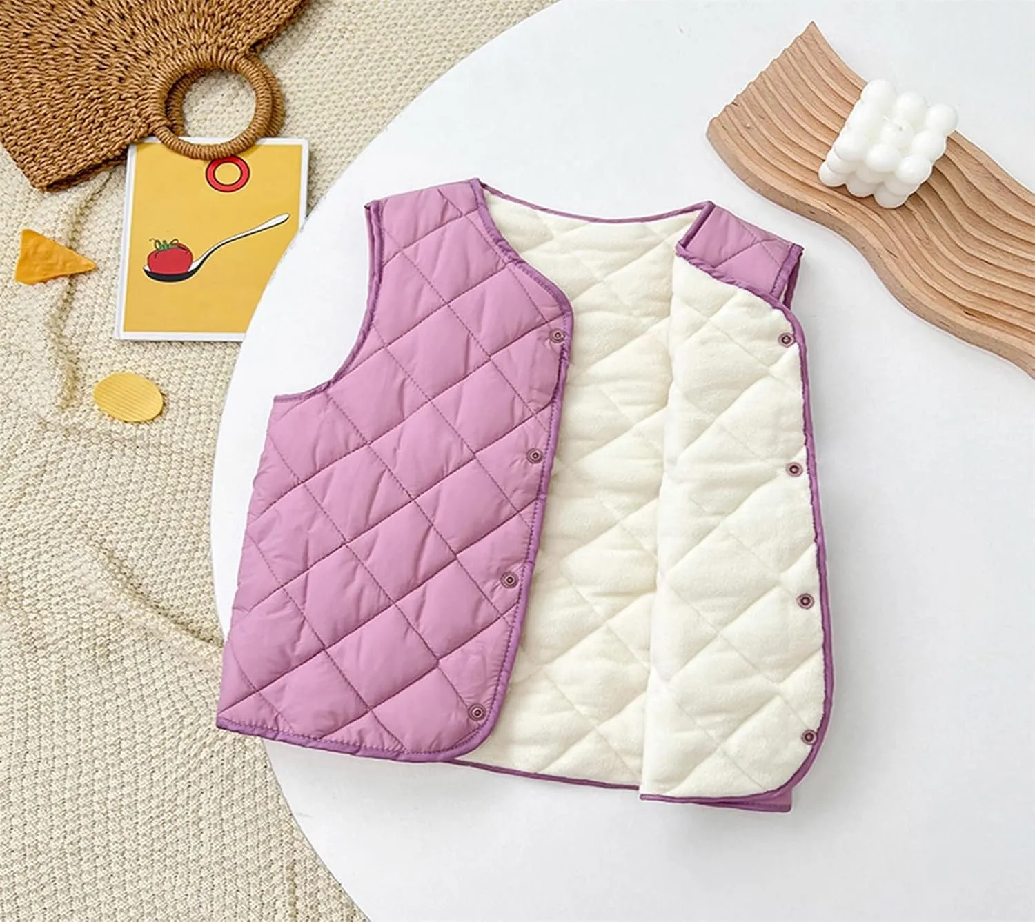 Boys Girls Quilted Puffer Vest Fleece Lined Sleeveless Lightweight Padded Down Coat Kids Toddler Winter Coat Waistcoat