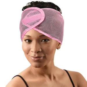 DONNA Argan Mesh Wrap Pink Color 1PC - Face Wash Headbands for Women and Make up, Shower Cap