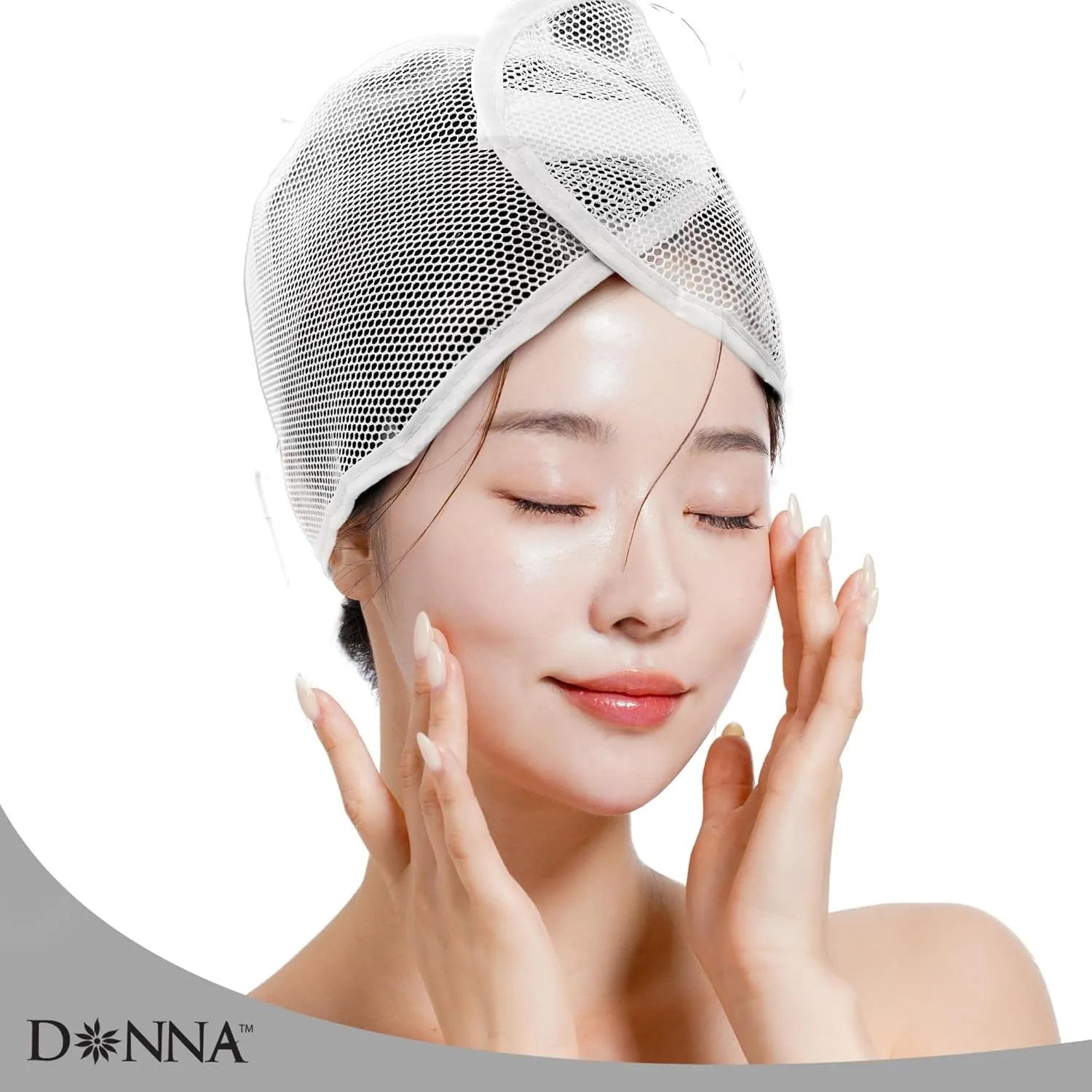 DONNA Argan Mesh Wrap Pink Color 1PC - Face Wash Headbands for Women and Make up, Shower Cap