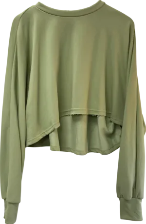 Fashion Nova Long Sleeve Sage Green Cropped Jumper UK XL