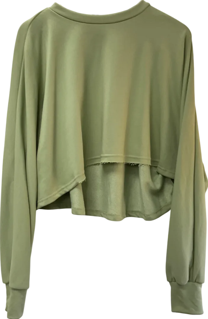 Fashion Nova Long Sleeve Sage Green Cropped Jumper UK XL