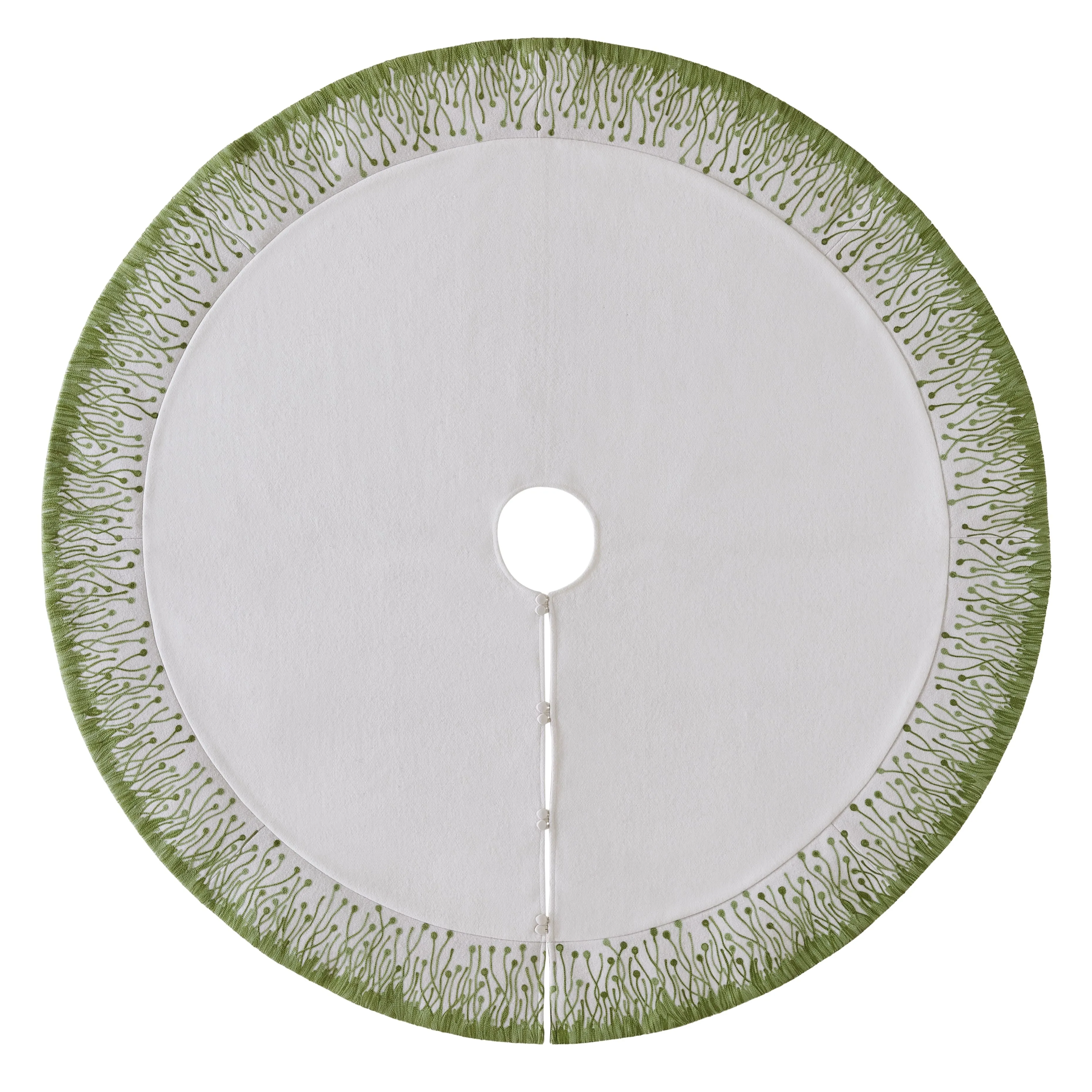 Flora Christmas Tree Skirt in Green