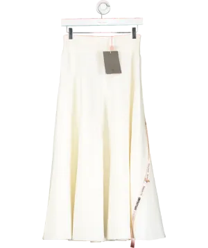 House of CB White Solara Wool Mix Flared Midi Skirt UK M