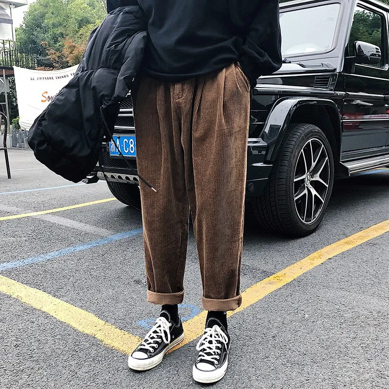[Korean Style] Corduroy Straight Cargo Pants