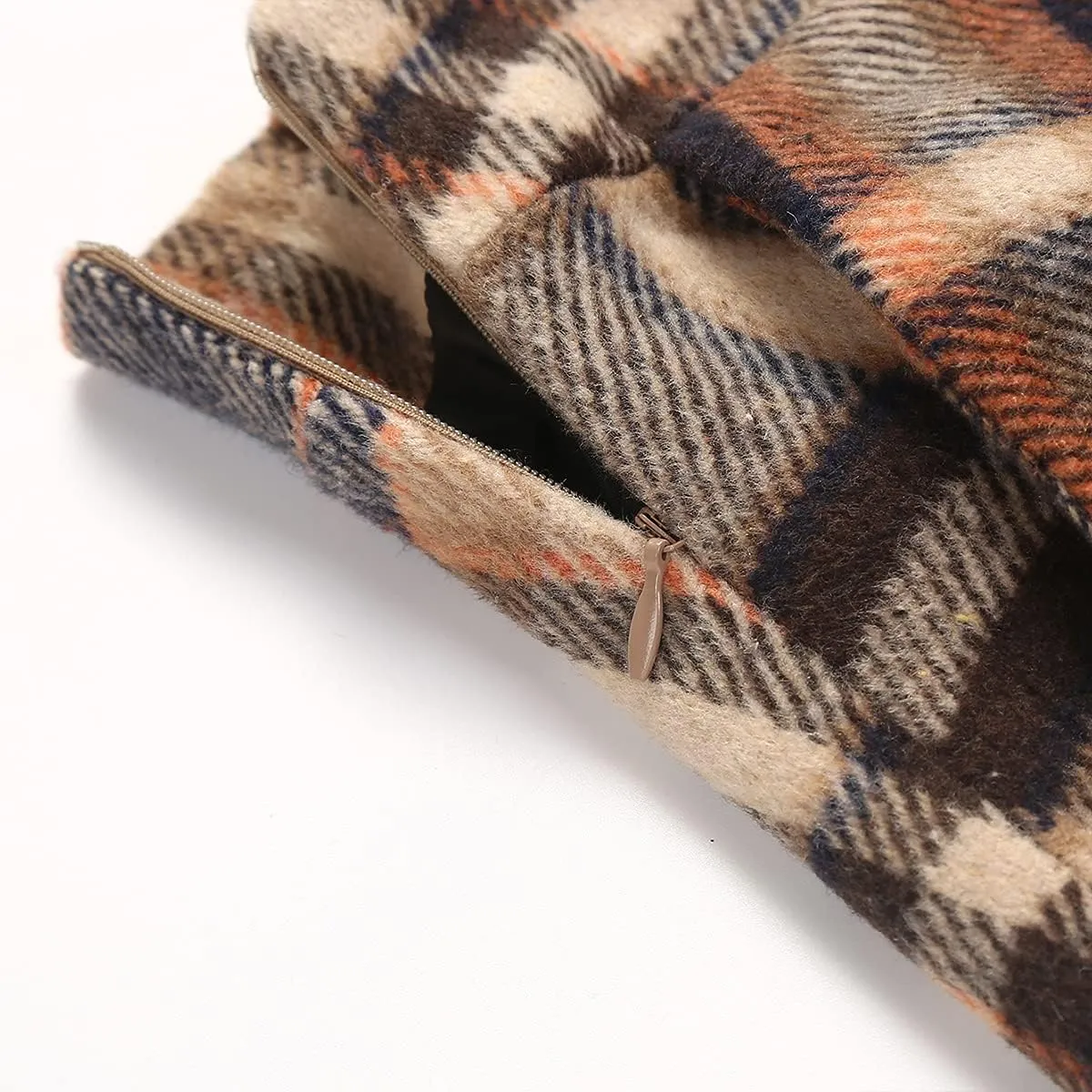 Long Plaid Wool Skirt for Womens Winter Fall Warm High Elastic Waist A line Flared Pleated Wool Tartan Skirts