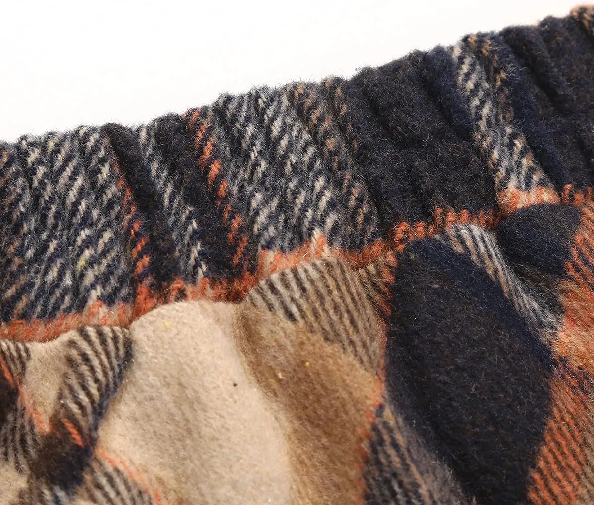 Long Plaid Wool Skirt for Womens Winter Fall Warm High Elastic Waist A line Flared Pleated Wool Tartan Skirts