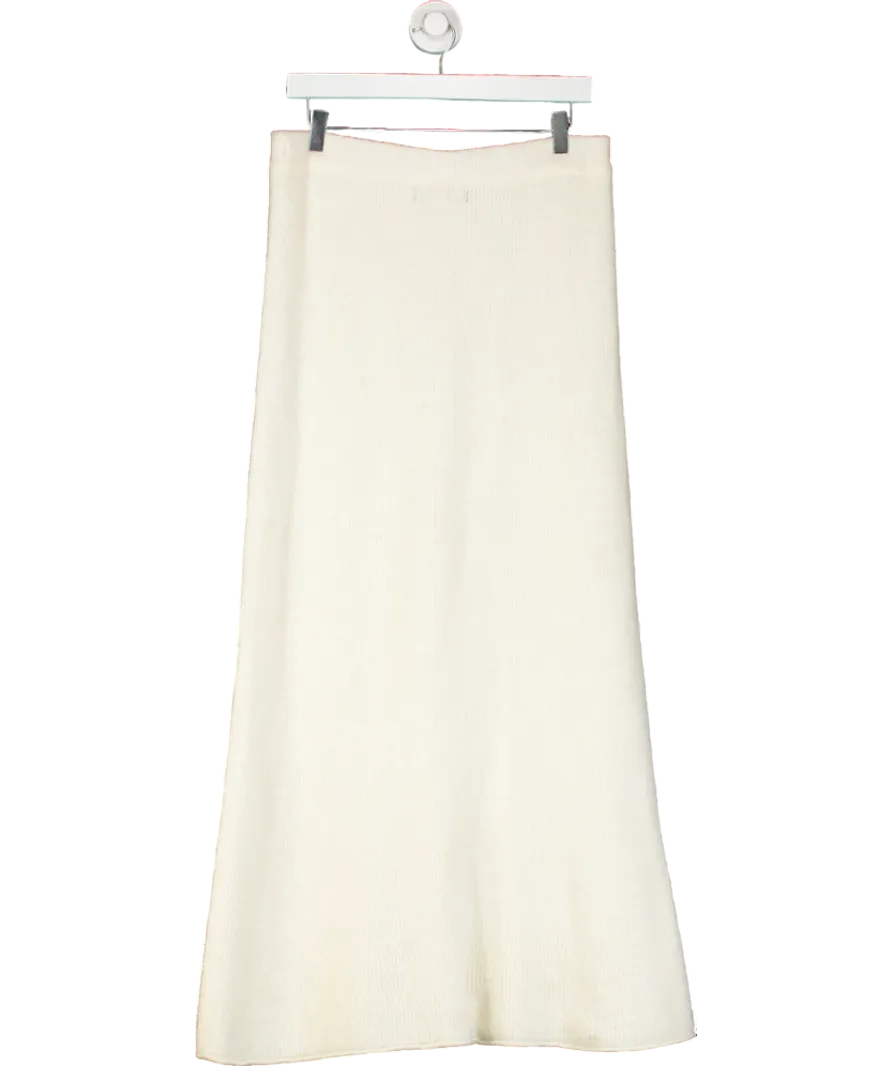 MANGO Cream Brushed Knit Maxi Skirt UK L