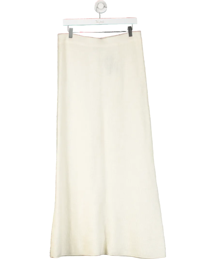 MANGO Cream Brushed Knit Maxi Skirt UK L