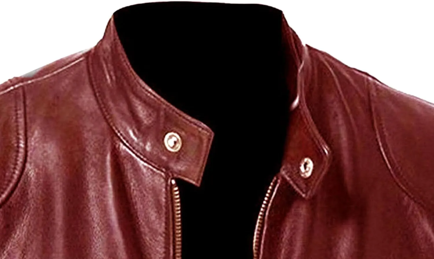 Mens Stand Collar Leather Jacket Casual Biker Motorcycle PU Jackets Slim Fit Motorcyle Lightweight Coat
