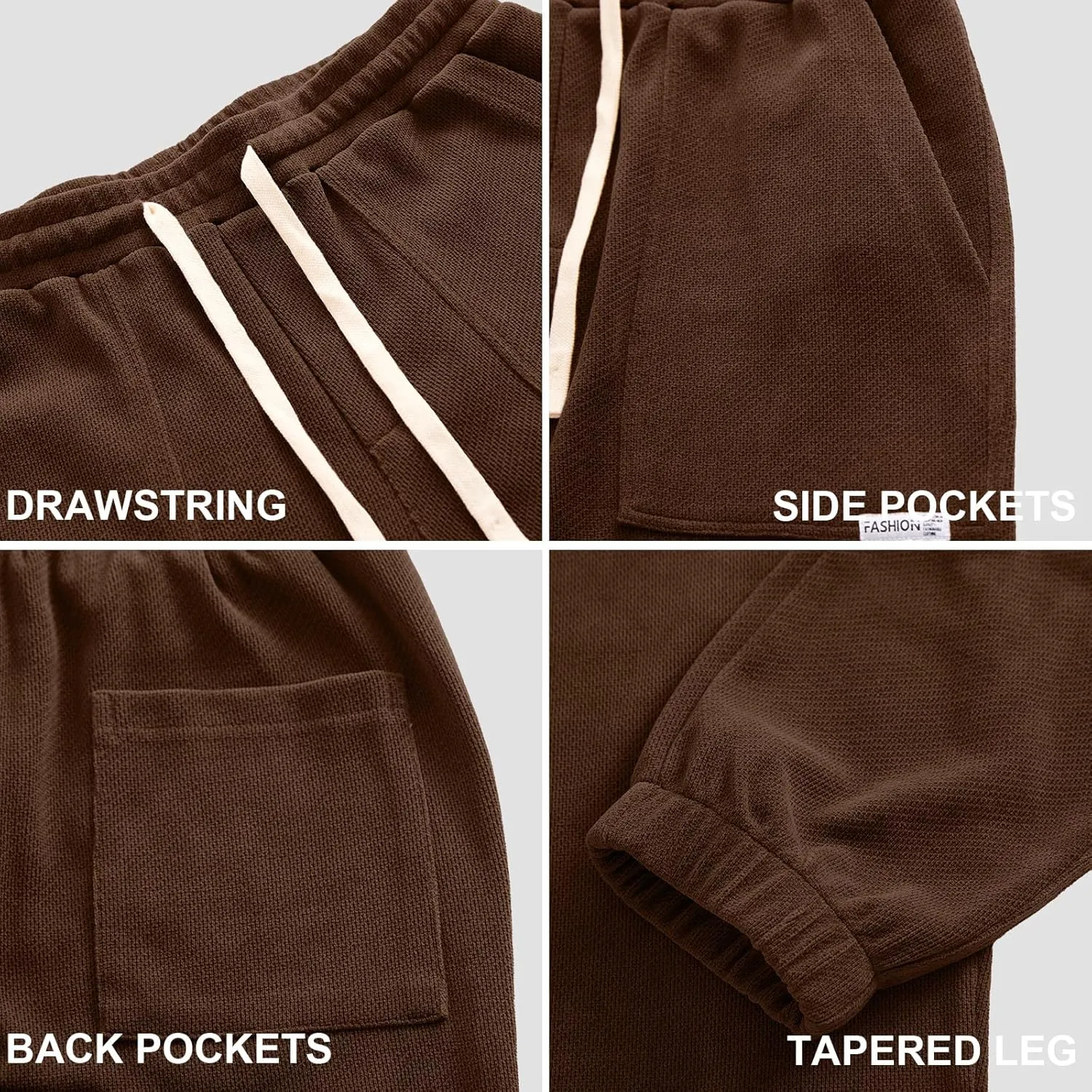 Mens Sweatpants Corduroy Joggers Casual Cargo Pants Elastic Waist Drawstring Stretch Tapered Baggy Pants with Pockets