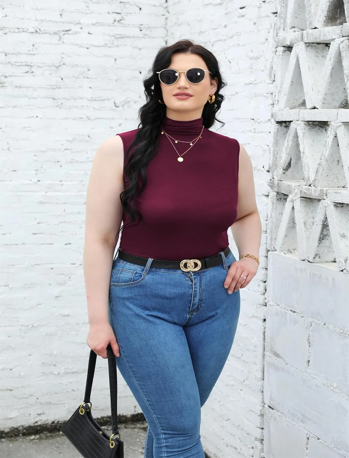 Nasperee Women Sleeveless/Long Sleeve Mock Turtleneck Tank Tops Slim Fit Stretchy Layer Tee Shirts