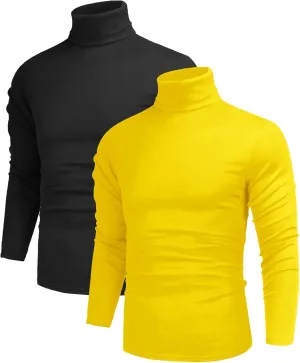 Poriff Men's Casual Turtleneck Pullover Tops Slim Fit Long Sleeve Basic Lightweight Sweaters
