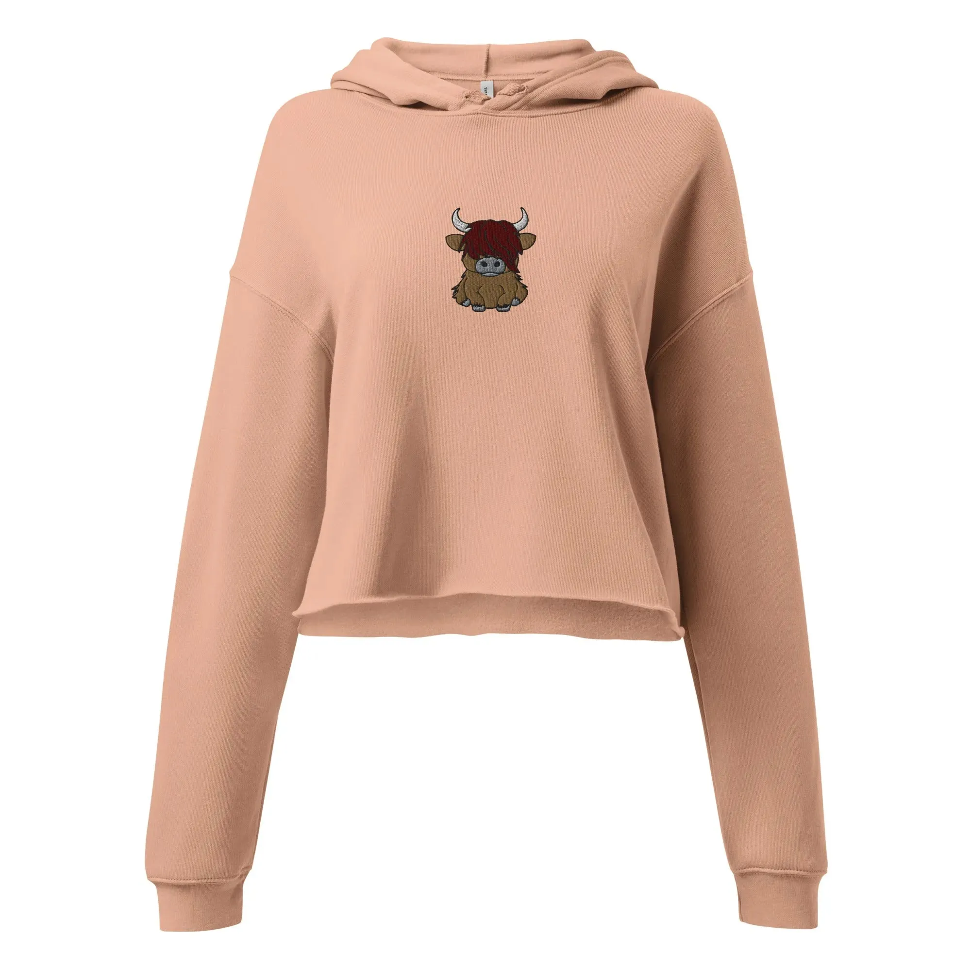 Scottish Highland Cow Embroidered Cropped Hoodie