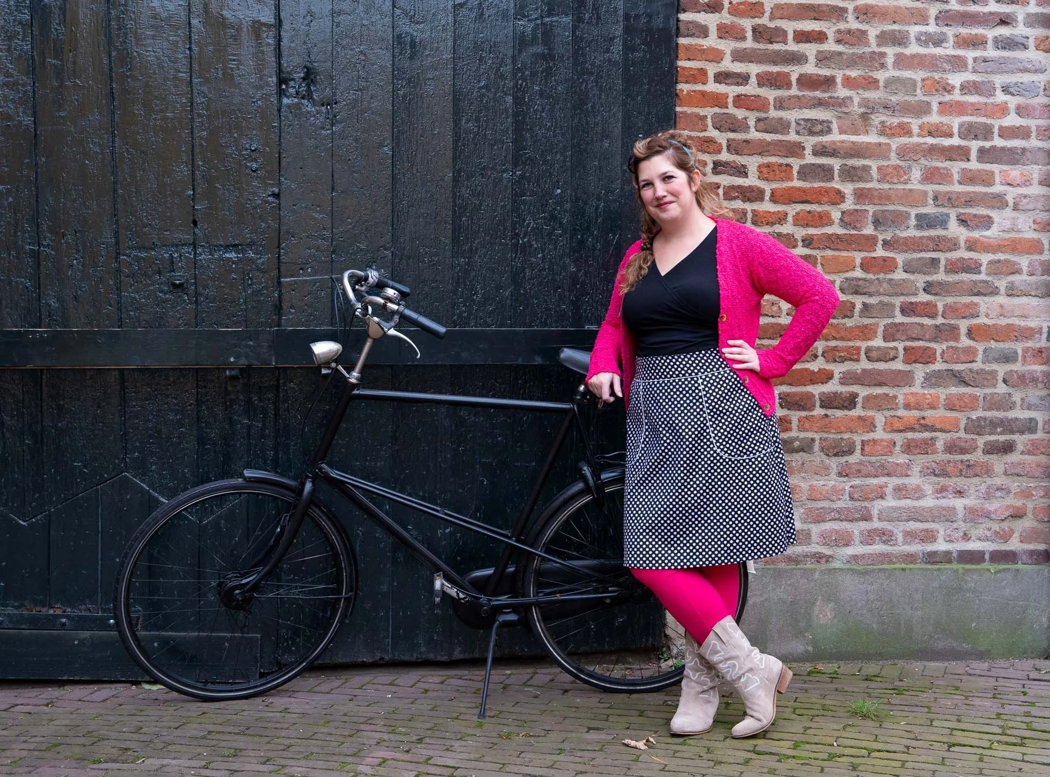 Sherry cotton corduroy skirt - black and white dots