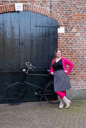 Sherry cotton corduroy skirt - black and white dots