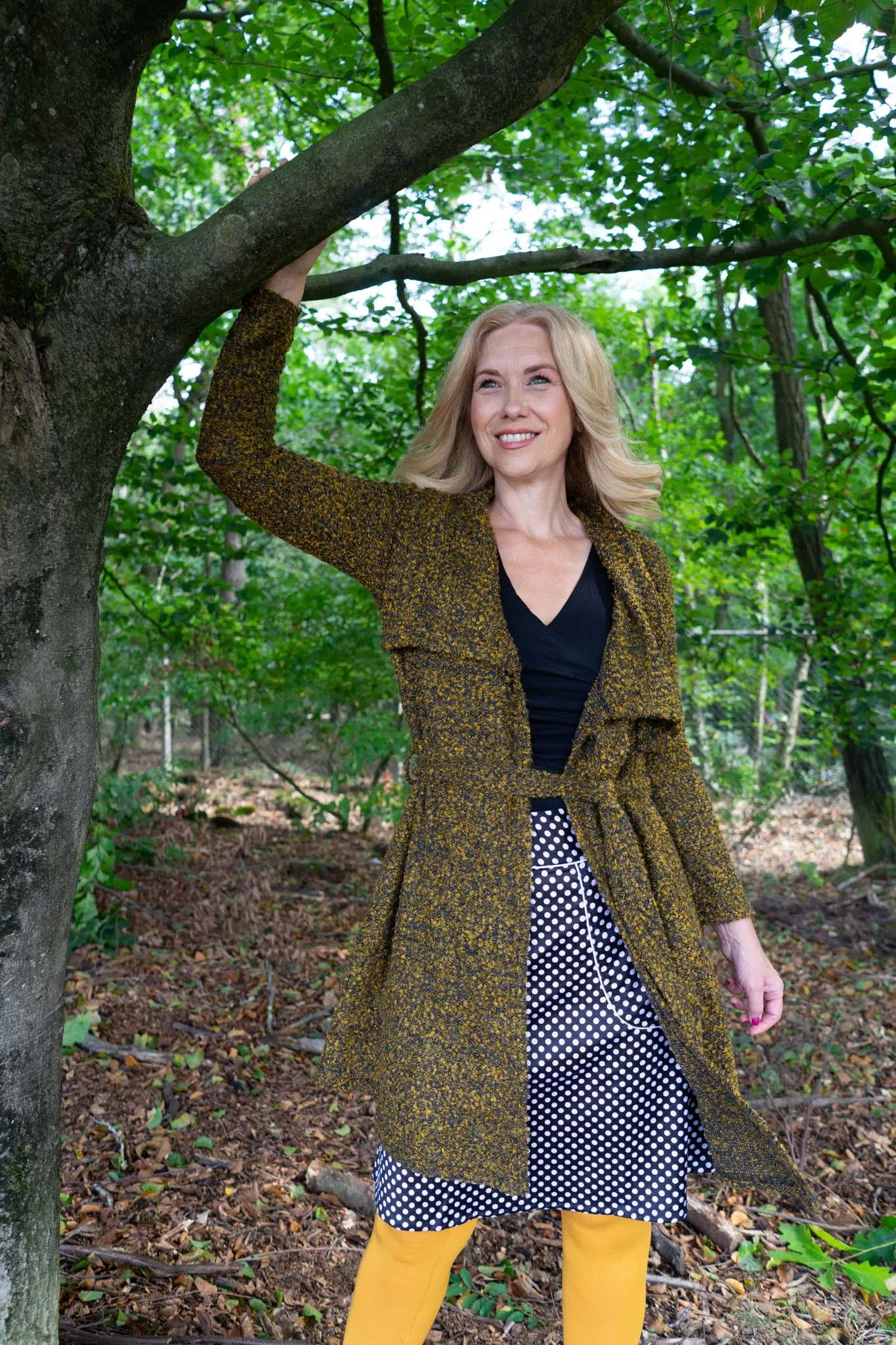 Sherry cotton corduroy skirt - black and white dots