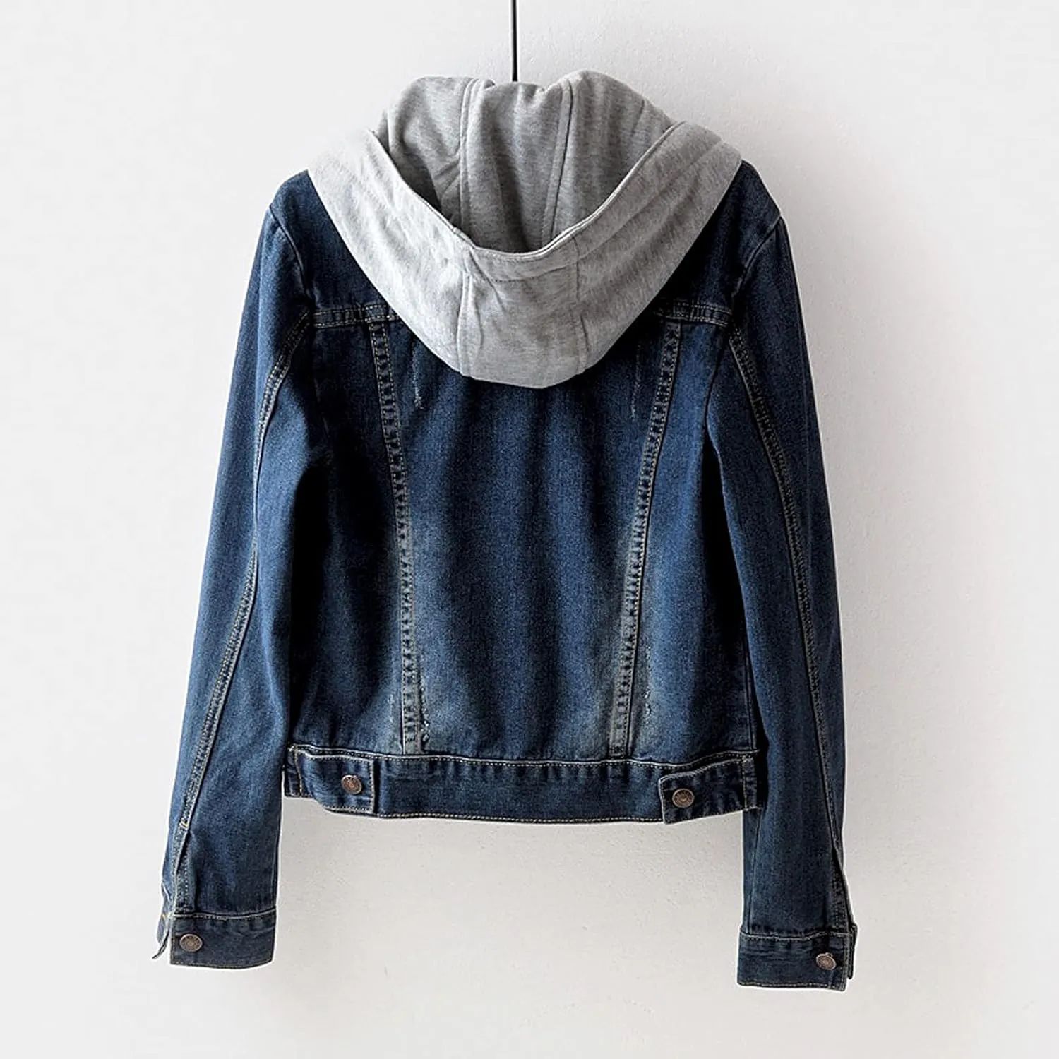Women Denim Jacket With Hood,2021 Vintage Button Down Distressed Coat Short Jean Jacket Cute Coat With Pocket