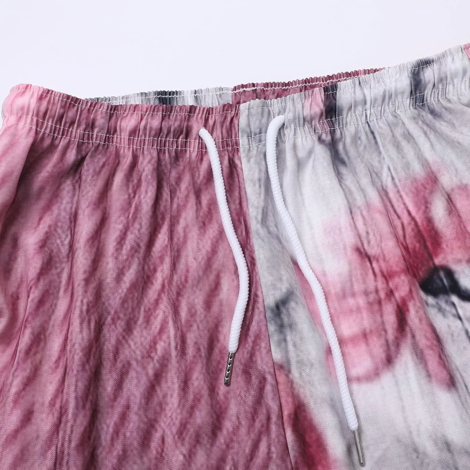 Women Linen Pants Waist Pants Drawstring Capri Pants with Pockets Wide Leg Cropped Elastic High Waist Comfy Loose