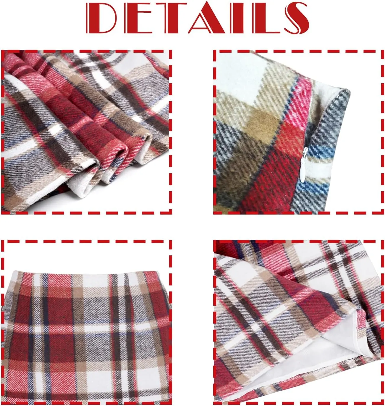Womens Girl High Waisted Plaid Skirt Fall Winter Wool Bodycon Pencil Skirts