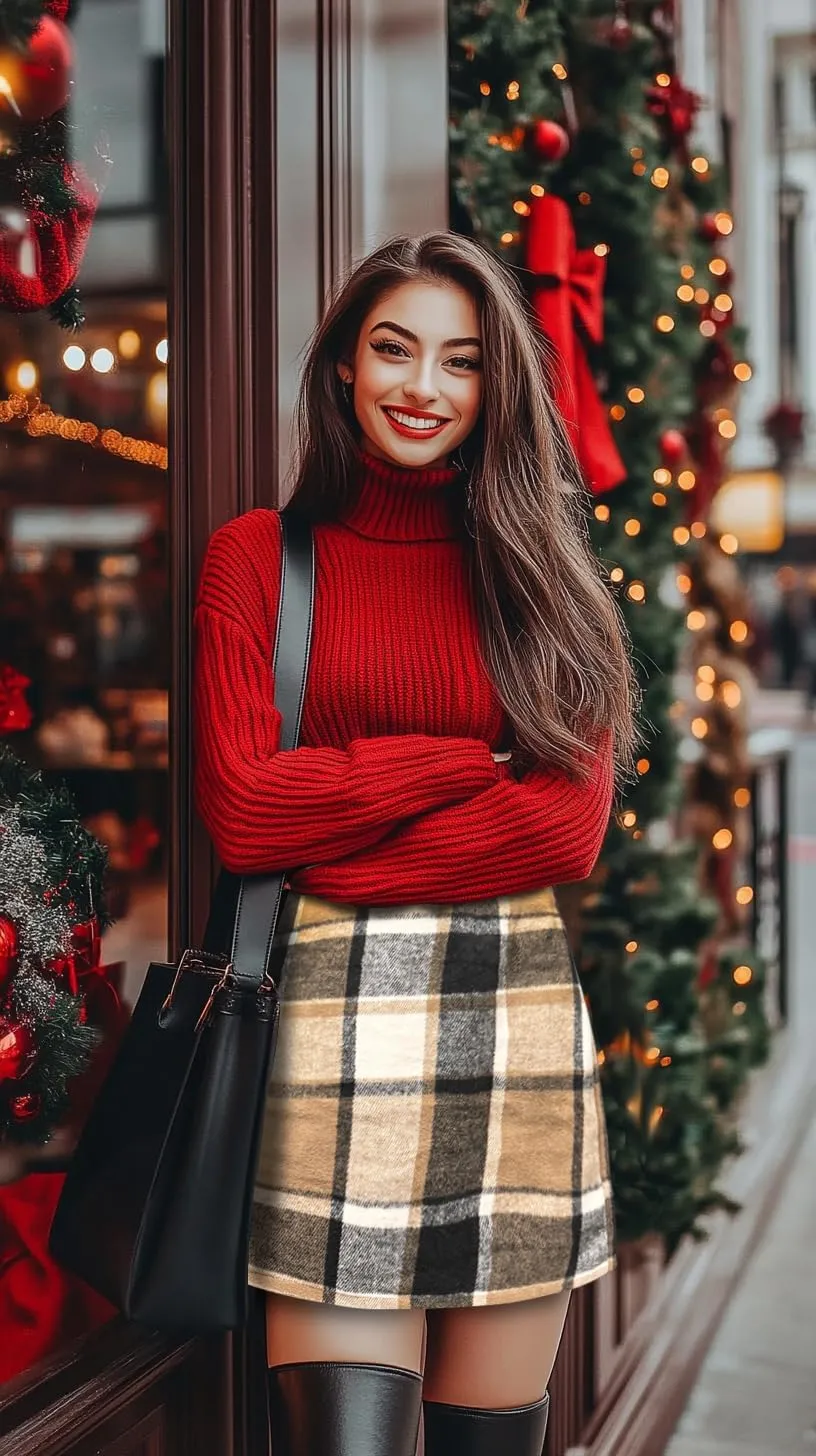 Womens Girl High Waisted Plaid Skirt Fall Winter Wool Bodycon Pencil Skirts