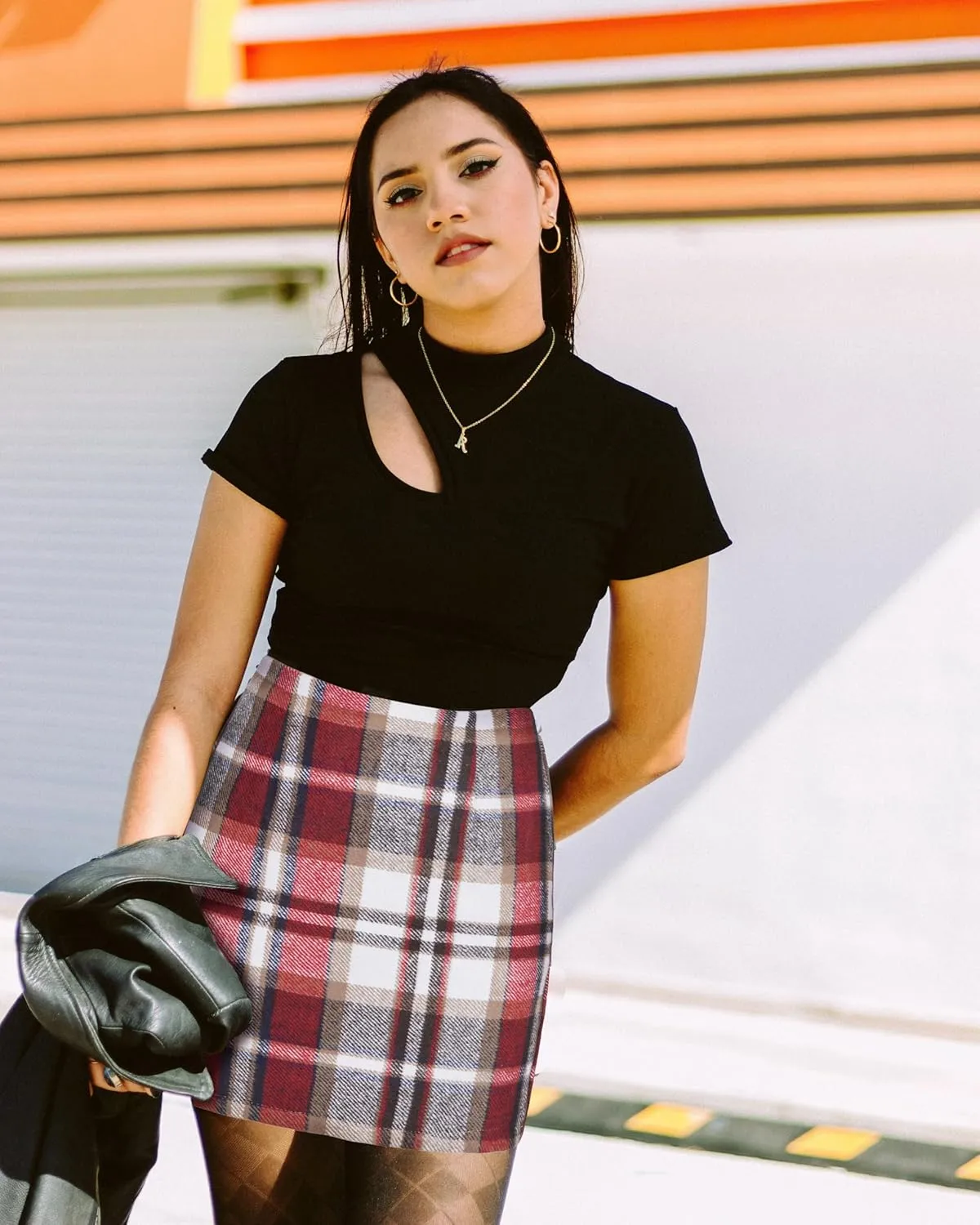 Womens Girl High Waisted Plaid Skirt Fall Winter Wool Bodycon Pencil Skirts