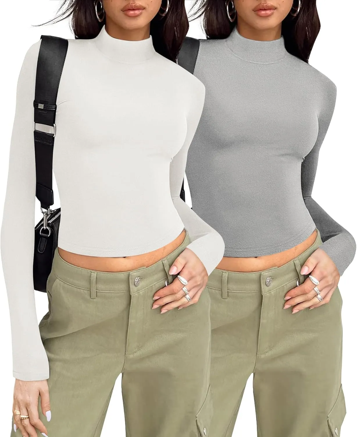 Zeagoo Long Sleeve Tops for Women Mock Neck Turtleneck Slim Fitted Basic Tops Fashion Casual T-Shirts